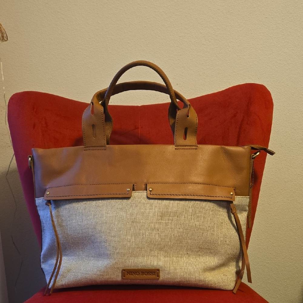 Nino Bossi Brown and Cream Tote Bag